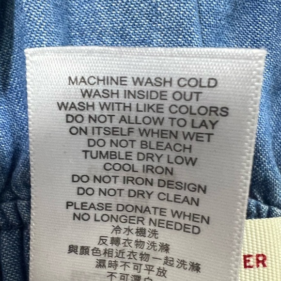 Levi’s | Girl’s Americana Denim Overall Jumper Dress Star Printed Ruffle | 18M - Picture 8 of 9